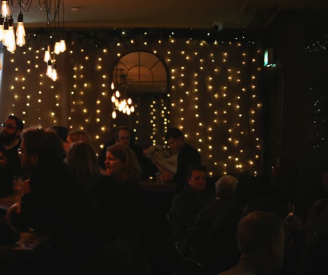 Shot of the crowded bar